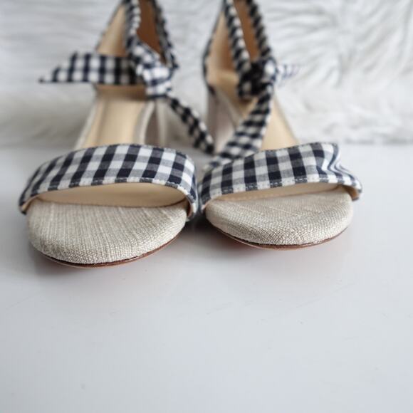 Alexandre Birman Clarita 60 Gingham Plaid Canvas Tie Open Toe Sandal Block Heels - Picture 7 of 12